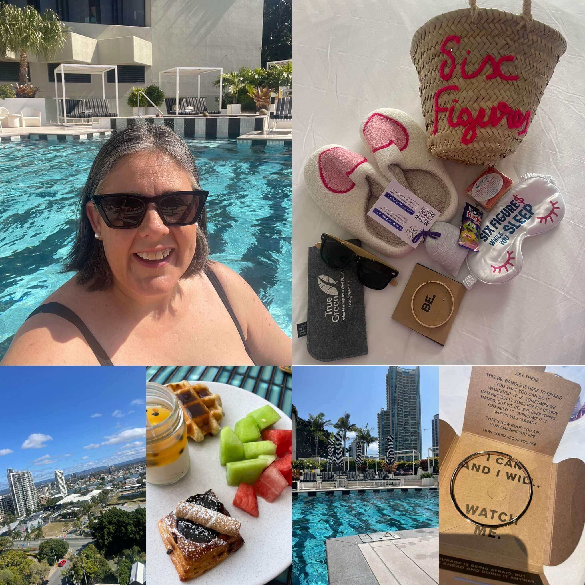 Business networking done differently. Treats at the Six Figure Sleepover on the Gold Coast including a swim, great food and goodie bag